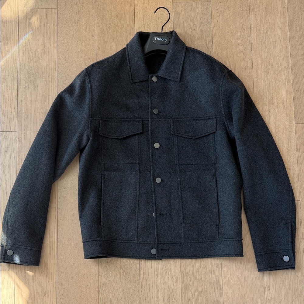Theory Men's Charcoal Wool Cashmere Trucker Jacket NWT